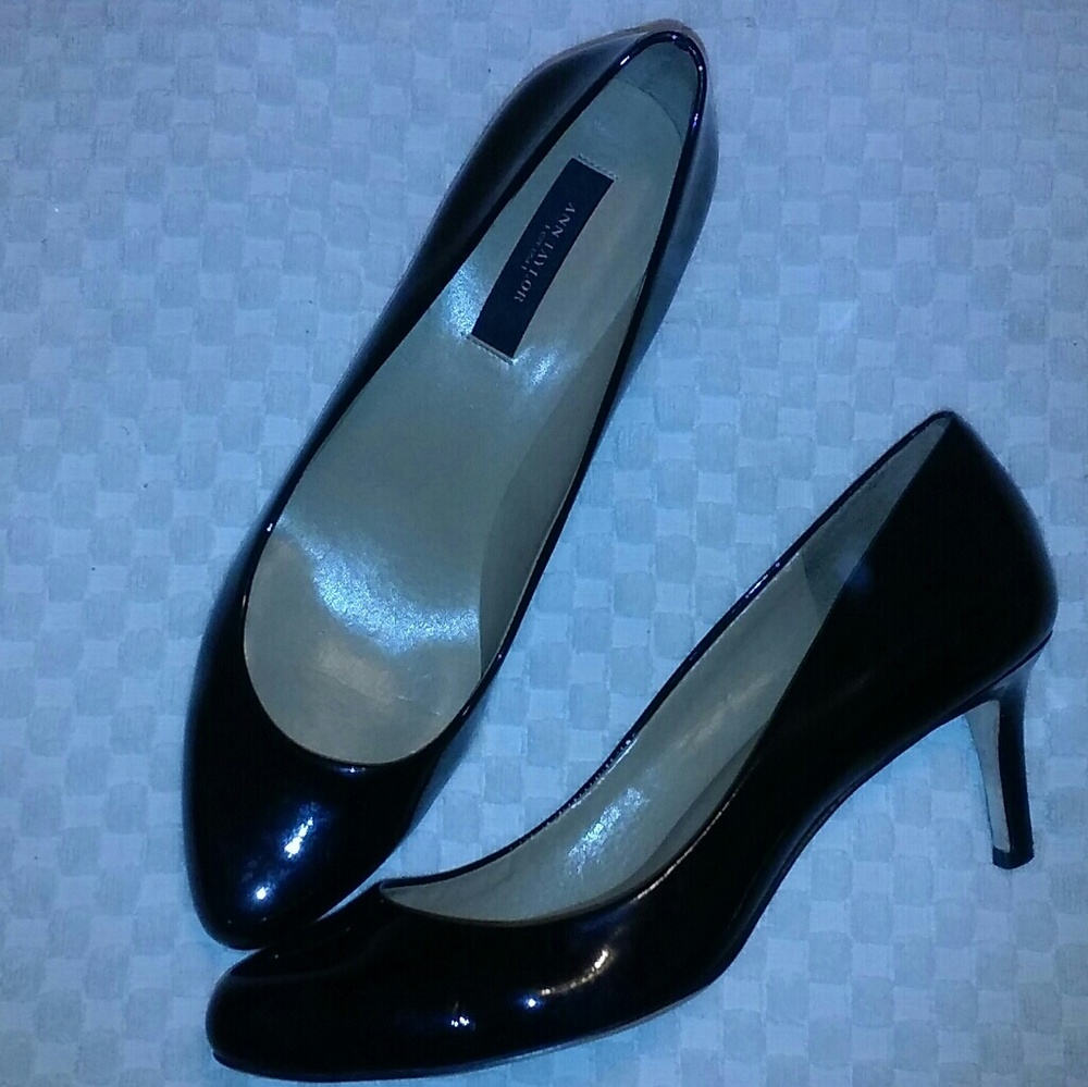 Anne Taylor Black Patent Leather Pumps, sz 8M